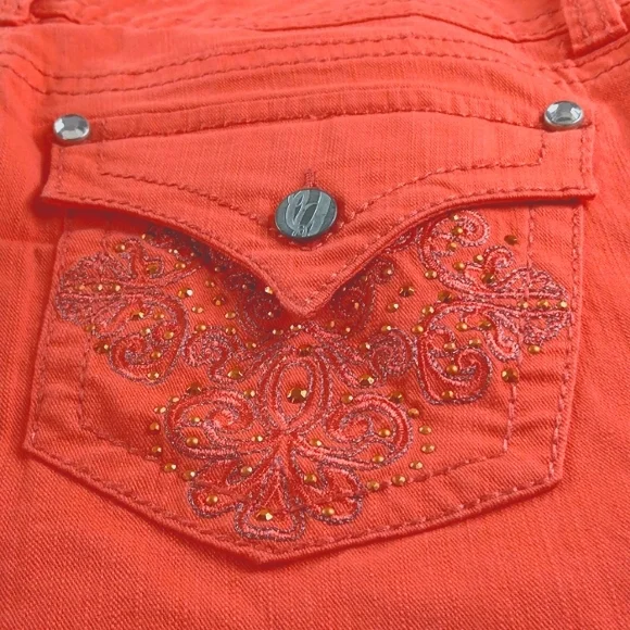 Nine West Missy Capris 8/29 Orange/Coral 2 Back Pocket Sparkle Embellishments - Picture 15 of 16